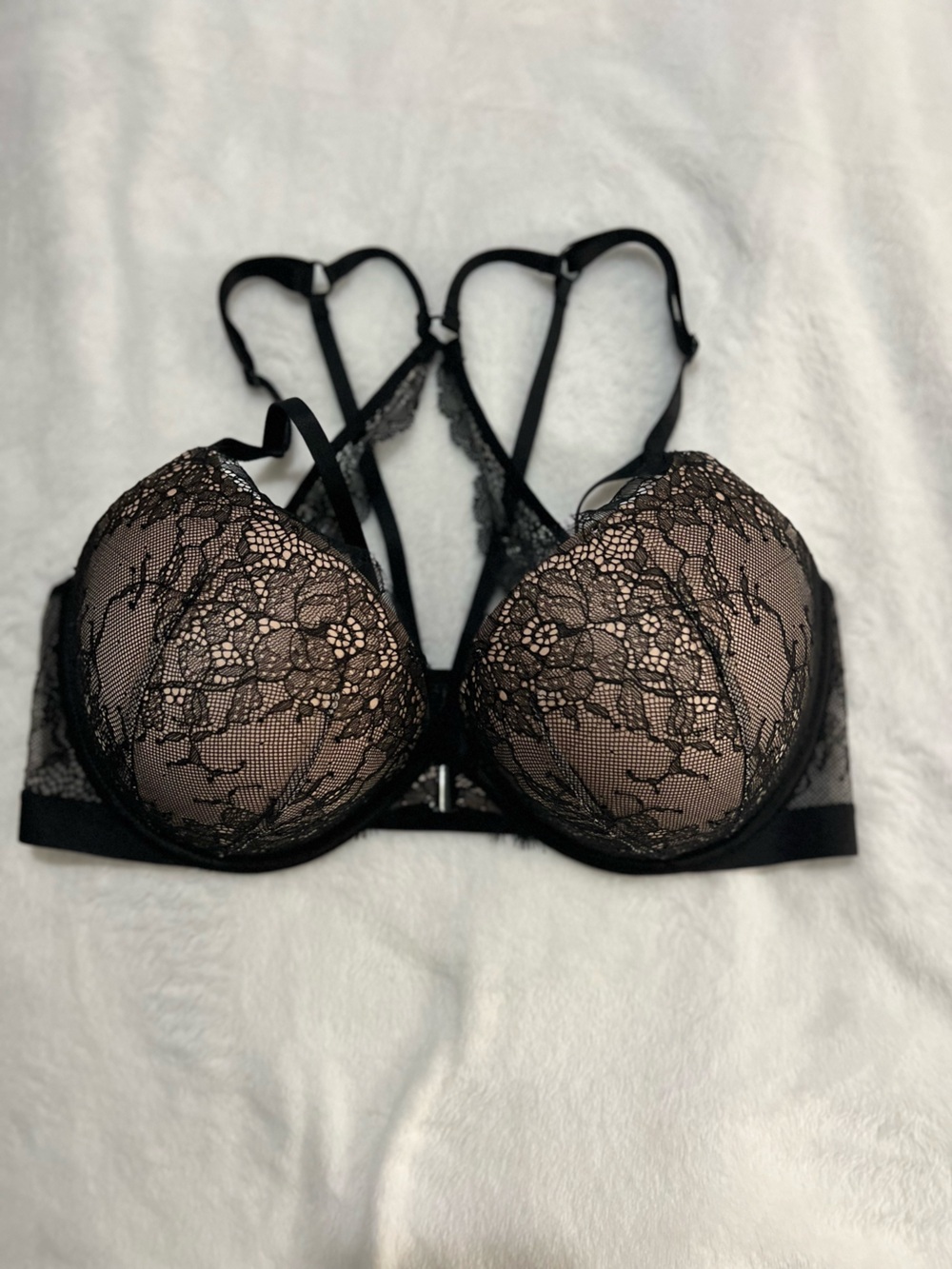 Victoria's Secret Black Lace Bra with Nude Lining